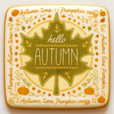 Ciastko lukrowane GREEN AUTUMN N roz.XL POZIOM Jesień ręcznie robione Ciastko lukrowane GREEN AUTUMN N roz.XL POZIOM Jesień ręcznie robione