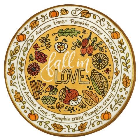 Ciastko lukrowane LOVE AUTUMN roz.XL KOŁO Jesień ręcznie robione Ciastko lukrowane LOVE AUTUMN roz.XL KOŁO Jesień ręcznie robione