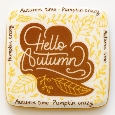 Ciastko lukrowane HALLO AUTUMN roz.XL KWADRAT No.1 Jesień ręcznie robione Ciastko lukrowane HALLO AUTUMN roz.XL KWADRAT No.1 Jesień ręcznie robione