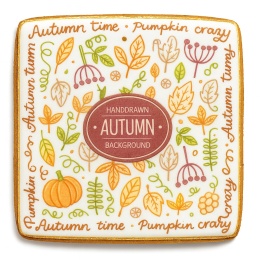 Ciastko lukrowane HALLO  AUTUMN N roz.XL  KWADRAT AT No.2 Jesień ręcznie robione