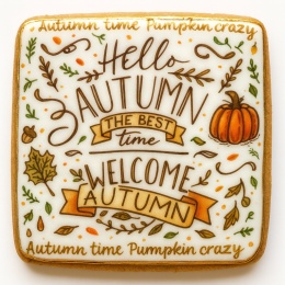 Ciastko lukrowane HALLO  AUTUMN N roz.XL POZIOM Jesień ręcznie robione