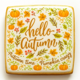 Ciastko lukrowane HALLO  AUTUMN N roz.M  KWADRAT AT Jesień ręcznie robione