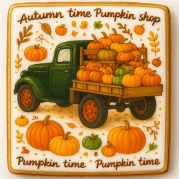Ciastko lukrowane GREEN BUS PUMPKIN roz.XL PION Jesień ręcznie robione