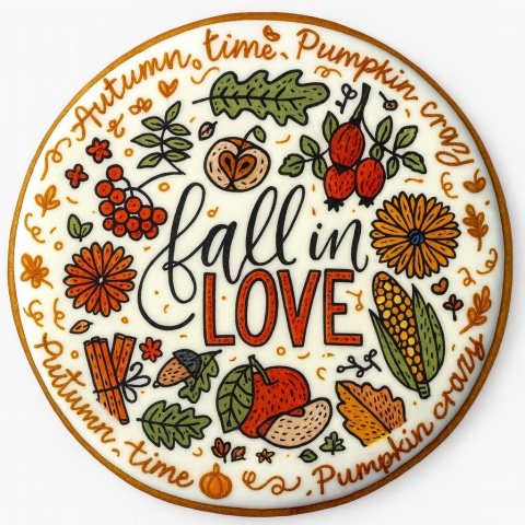 Ciastko lukrowane LOVE AUTUMN roz.L KOŁO Jesień ręcznie robione Ciastko lukrowane LOVE AUTUMN roz.L KOŁO Jesień ręcznie robione