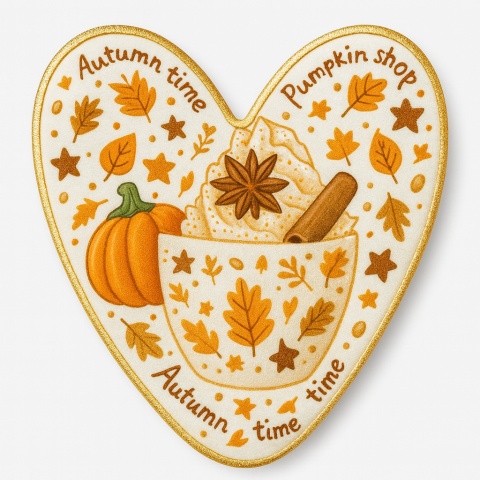 Ciastko lukrowane  PUMPKIN  CAFFE roz.M SERCE Jesień ręcznie robione Ciastko lukrowane  PUMPKIN  CAFFE roz.M SERCE Jesień ręcznie robione