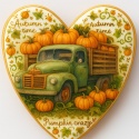 Ciastko lukrowane PAMPKIN BIG TRUCK roz.S SERCE Jesień ręcznie robione