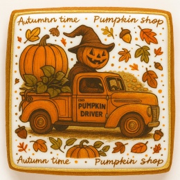 Ciastko lukrowane  PUMPKIN  DRIVER roz.XL POZIOM No.1 Jesień ręcznie robione