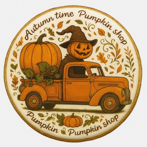 Ciastko lukrowane PUMPKIN DRIVER roz.S KOŁO Jesień ręcznie robione Ciastko lukrowane PUMPKIN DRIVER roz.S KOŁO Jesień ręcznie robione