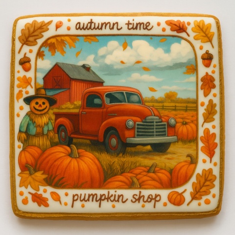 Ciastko lukrowane  PUMPKIN  FARM roz.M POZIOM Jesień ręcznie robione