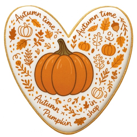 Ciastko lukrowane PAMPKIN ORYGINAL roz.XL SERCE Jesień ręcznie robione Ciastko lukrowane PAMPKIN ORYGINAL roz.XL SERCE Jesień ręcznie robione