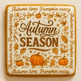 Ciastko lukrowane  AUTUMN N SEASON roz.M  KWADRAT AT Jesień ręcznie robione
