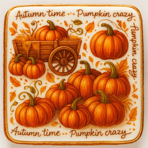 Ciastko lukrowane PUMPKIN FAN roz.XL PION Jesień ręcznie robione Ciastko lukrowane PUMPKIN FAN roz.XL PION Jesień ręcznie robione