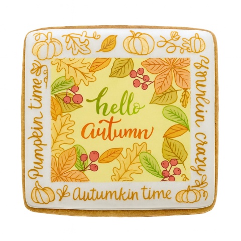 Ciastko lukrowane HALLO  AUTUMN N COLORS roz.M POZIOM Jesień ręcznie robione Ciastko lukrowane HALLO  AUTUMN N COLORS roz.M POZIOM Jesień ręcznie robione