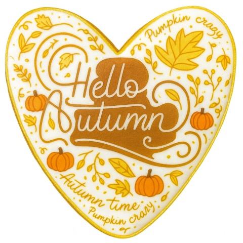 Ciastko lukrowane HALLO AUTUMN roz.XL SERCE No.1 Jesień ręcznie robione Ciastko lukrowane HALLO AUTUMN roz.XL SERCE No.1 Jesień ręcznie robione