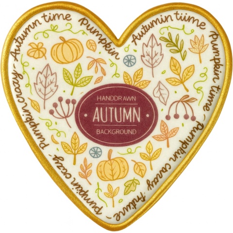 Ciastko lukrowane HALLO AUTUMN roz.S SERCE No.2 Jesień ręcznie robione Ciastko lukrowane HALLO AUTUMN roz.S SERCE No.2 Jesień ręcznie robione