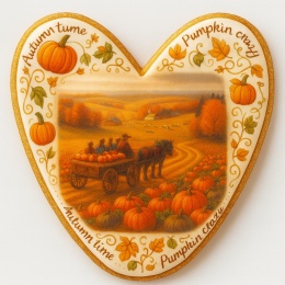 Ciastko lukrowane OLD PUMPKIN HUNTING roz.L SERCE Jesień ręcznie robione