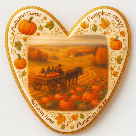 Ciastko lukrowane OLD PUMPKIN HUNTING roz.S SERCE Jesień ręcznie robione Ciastko lukrowane OLD PUMPKIN HUNTING roz.S SERCE Jesień ręcznie robione