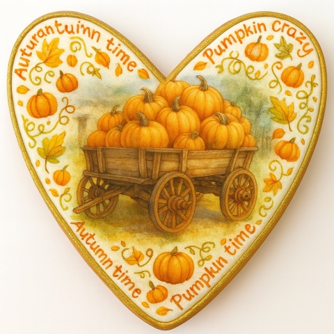 Ciastko lukrowane OLD PUMPKIN WAGON roz.XL SERCE Jesień ręcznie robione Ciastko lukrowane OLD PUMPKIN WAGON roz.XL SERCE Jesień ręcznie robione