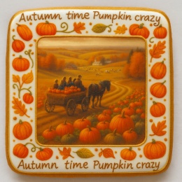 Ciastko lukrowane OLD PUMPKIN HUNTING roz.XL  KWADRAT AT Jesień ręcznie robione
