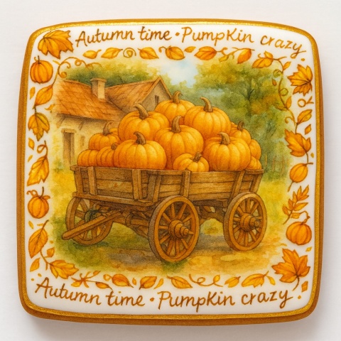 Ciastko lukrowane OLD PUMPKIN WAGON roz.S POZIOM Jesień ręcznie robione Ciastko lukrowane OLD PUMPKIN WAGON roz.S POZIOM Jesień ręcznie robione