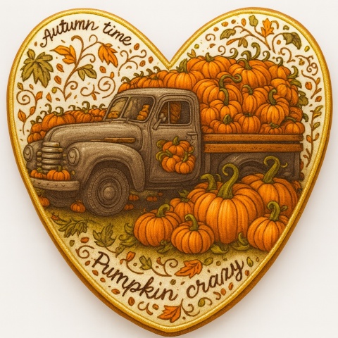 Ciastko lukrowane PUMPKIN FULL roz.M SERCE Jesień ręcznie robione Ciastko lukrowane PUMPKIN FULL roz.M SERCE Jesień ręcznie robione