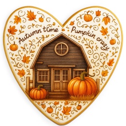Ciastko lukrowane PUMPKIN OLD HAUS roz.S SERCE Jesień ręcznie robione