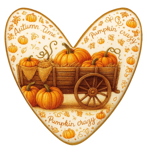 Ciastko lukrowane PUMPKIN OLD roz.M SERCE Jesień ręcznie robione Ciastko lukrowane PUMPKIN OLD roz.M SERCE Jesień ręcznie robione