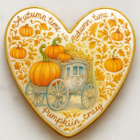 Ciastko lukrowane PUMPKIN PRINCESS No.1 roz.L SERCE Jesień ręcznie robione Ciastko lukrowane PUMPKIN PRINCESS No.1 roz.L SERCE Jesień ręcznie robione