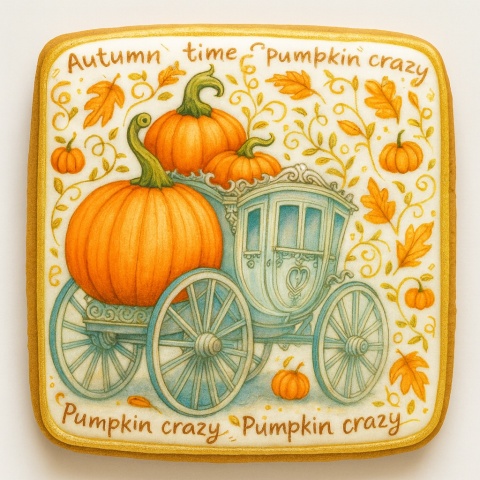 Ciastko lukrowane PUMPKIN PRINCESS No.1 roz.M KWADRAT Jesień ręcznie robione Ciastko lukrowane PUMPKIN PRINCESS No.1 roz.M KWADRAT Jesień ręcznie robione