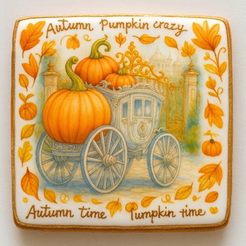 Ciastko lukrowane PUMPKIN PRINCESS roz.XL KWADRAT Jesień ręcznie robione Ciastko lukrowane PUMPKIN PRINCESS roz.XL KWADRAT Jesień ręcznie robione