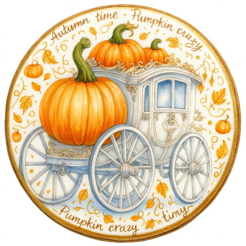 Ciastko lukrowane PUMPKIN PRINCESS roz.XL KOŁO Jesień ręcznie robione Ciastko lukrowane PUMPKIN PRINCESS roz.XL KOŁO Jesień ręcznie robione