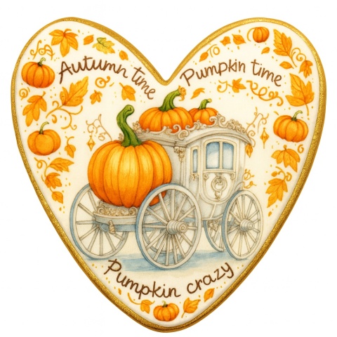 Ciastko lukrowane PUMPKIN PRINCESS roz.XL SERCE Jesień ręcznie robione