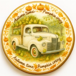 Ciastko lukrowane AROMAS OF  AUTUMN N roz.M KOŁO JESIEŃ ręcznie robione