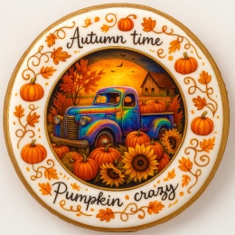 Ciastko lukrowane RAINBOW  AUTUMN N roz.XL KOŁO JESIEŃ ręcznie robione