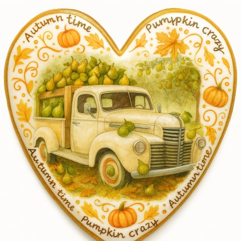 Ciastko lukrowane AROMAS OF  AUTUMN N roz.XL SERCE JESIEŃ ręcznie robione