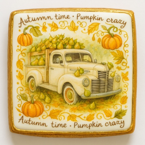 Ciastko lukrowane AROMAS OF  AUTUMN N roz.XL  KWADRAT AT JESIEŃ ręcznie robione
