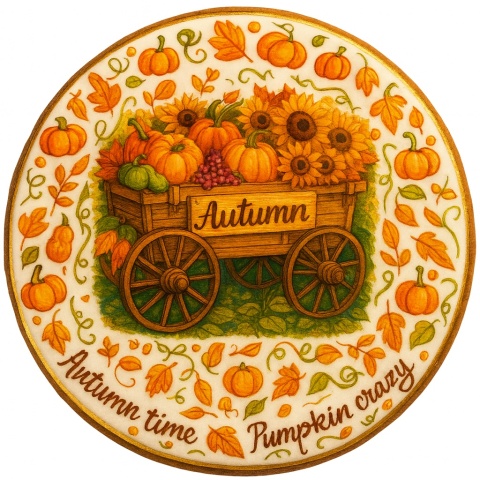Ciastko lukrowane  AUTUMN N DECORATION roz.L KOŁO JESIEŃ ręcznie robione