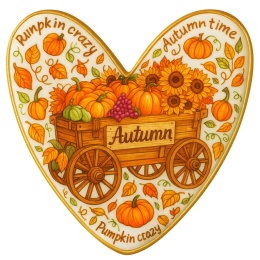 Ciastko lukrowane  AUTUMN N DECORATION roz.XL SERCE JESIEŃ ręcznie robione
