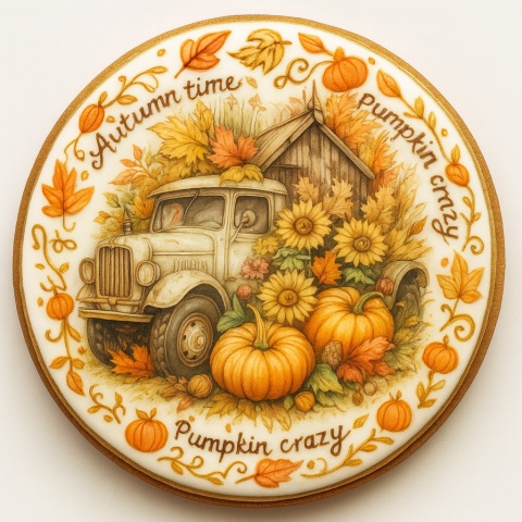 Ciastko lukrowane AUTUMN DOMINANCE roz.S KOŁO JESIEŃ ręcznie robione Ciastko lukrowane AUTUMN DOMINANCE roz.S KOŁO JESIEŃ ręcznie robione