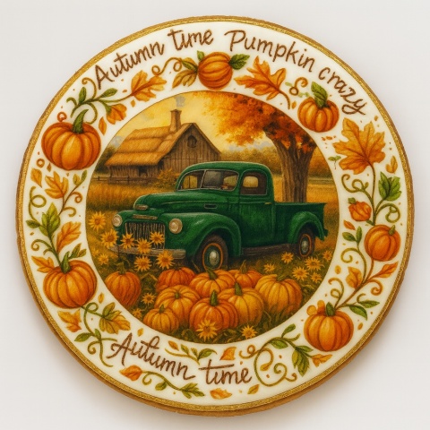 Ciastko lukrowane  AUTUMN N GARDEN CAR roz.L KOŁO JESIEŃ ręcznie robione Ciastko lukrowane  AUTUMN N GARDEN CAR roz.L KOŁO JESIEŃ ręcznie robione