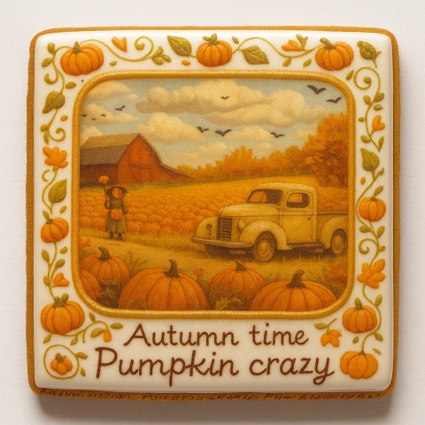 Ciastko lukrowane AUTUMN HARVEST roz.XL KWADRAT JESIEŃ ręcznie robione Ciastko lukrowane AUTUMN HARVEST roz.XL KWADRAT JESIEŃ ręcznie robione
