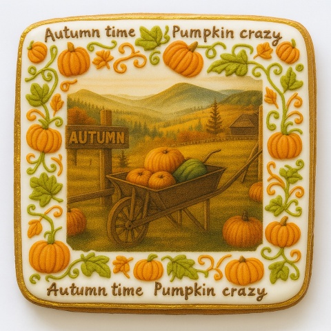 Ciastko lukrowane COUNTRY COLLECTION roz.XL  KWADRAT AT JESIEŃ ręcznie robione Ciastko lukrowane COUNTRY COLLECTION roz.XL  KWADRAT AT JESIEŃ ręcznie robione