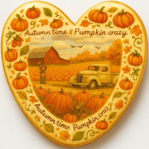 Ciastko lukrowane AUTUMN HARVEST roz.XL SERCE JESIEŃ ręcznie robione Ciastko lukrowane AUTUMN HARVEST roz.XL SERCE JESIEŃ ręcznie robione