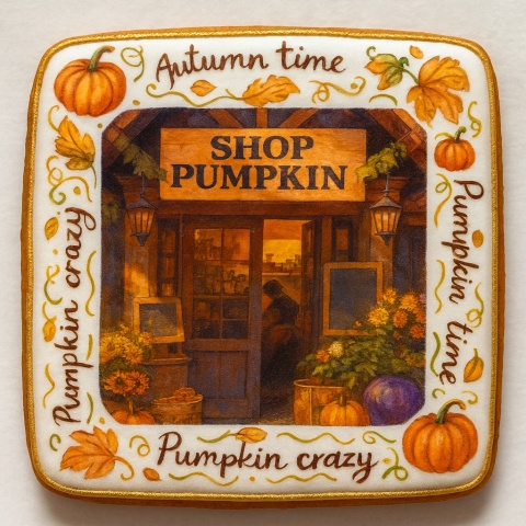 Ciastko lukrowane AUTUMN SHOP roz.XL KWADRAT JESIEŃ ręcznie robione Ciastko lukrowane AUTUMN SHOP roz.XL KWADRAT JESIEŃ ręcznie robione