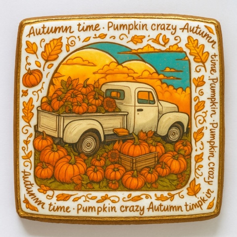 Ciastko lukrowane BIG PUMPKIN HARVEST roz.M POZIOM JESIEŃ ręcznie robione Ciastko lukrowane BIG PUMPKIN HARVEST roz.M POZIOM JESIEŃ ręcznie robione