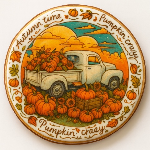 Ciastko lukrowane BIG PUMPKIN HARVEST roz.M KOŁO JESIEŃ ręcznie robione Ciastko lukrowane BIG PUMPKIN HARVEST roz.M KOŁO JESIEŃ ręcznie robione