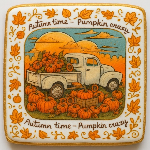 Ciastko lukrowane BIG PUMPKIN HARVEST roz.M  KWADRAT AT JESIEŃ ręcznie robione