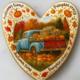 Ciastko lukrowane BOOK PUMPIKIN GARDEN roz.L SERCE JESIEŃ ręcznie robione