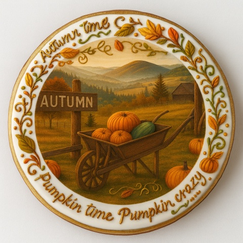 Ciastko lukrowane COUNTRY COLLECTION roz.XL KOŁO JESIEŃ ręcznie robione Ciastko lukrowane COUNTRY COLLECTION roz.XL KOŁO JESIEŃ ręcznie robione