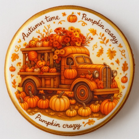 Ciastko lukrowane PUMPKIN EXPERIENCES roz.S KOŁO JESIEŃ ręcznie robione Ciastko lukrowane PUMPKIN EXPERIENCES roz.S KOŁO JESIEŃ ręcznie robione